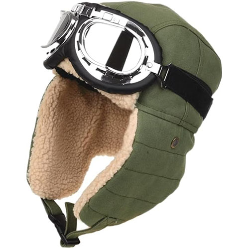 Aviator Hat Pilot Goggles Fur Ear Flaps Trooper Trapper Pilot Cap for Men Women