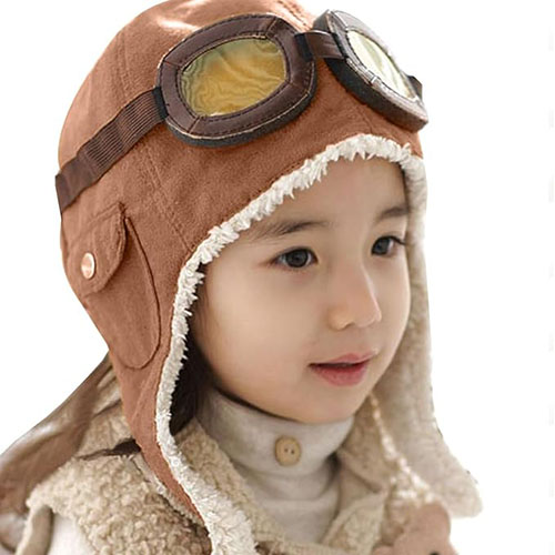 Baby Kids' Pilot Aviator Fleece Warm Hat Cap with Earmuffs