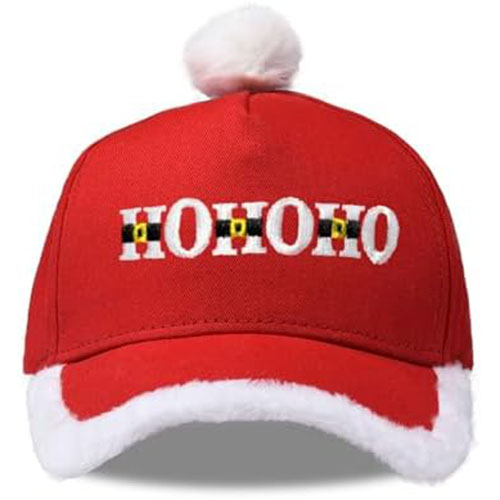 Christmas Santa Baseball Hat Santa Claus Costume hat with Fuzzy Fur Pom