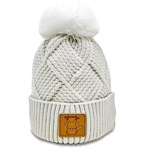 Pokemon Leather Patch Knit Hat with Pom