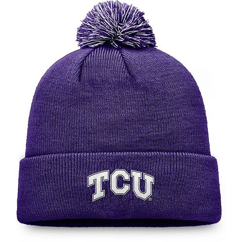 TCU Horned Frogs Purple Pom Knit Beanie