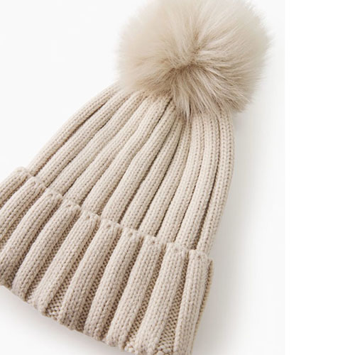 Real Faux Fur Pom Beanie