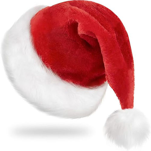 Velvet Classic Santa Hat for Xmas New Year Party Headwear