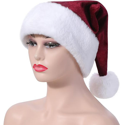 Santa Hat,Adults Unisex Velvet Christmas Hat