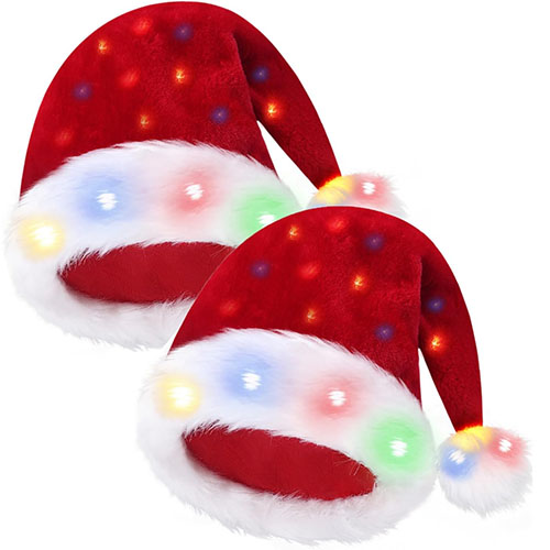 Light Up Santa Hat, Plush Christmas Hats