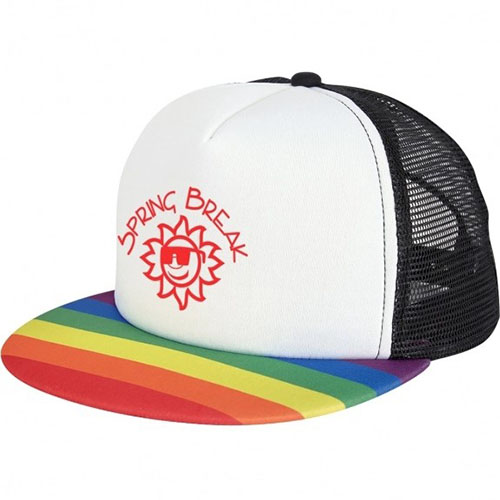 Rainbow Flat Bill Snapback Trucker Style Custom Mesh Back Caps