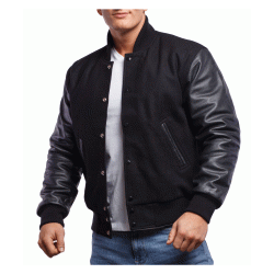 Leather Sleeves Letterman Jacket