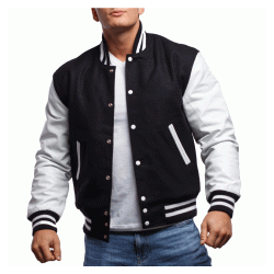 White Leather Sleeves Letterman Jacket