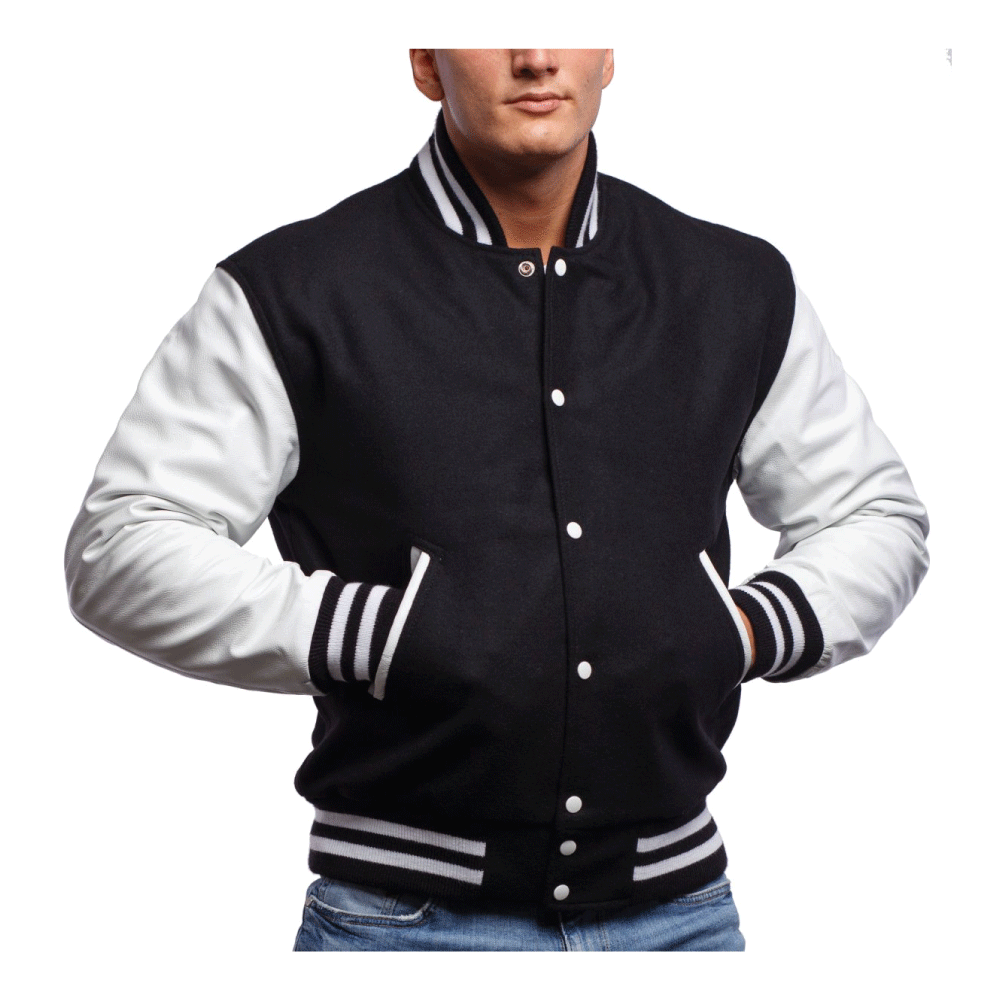 White Leather Sleeves Letterman Jacket