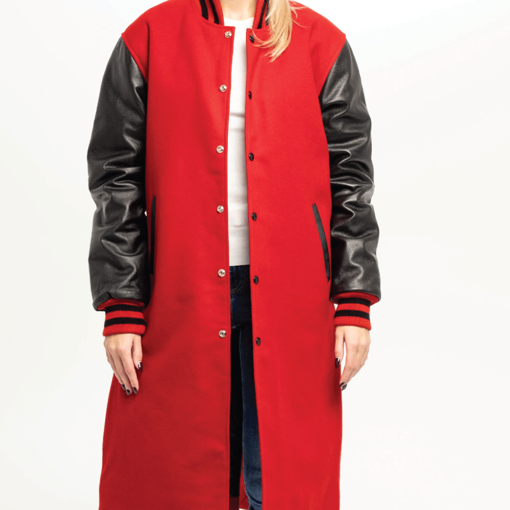 Leather Sleeves Letterman Coat